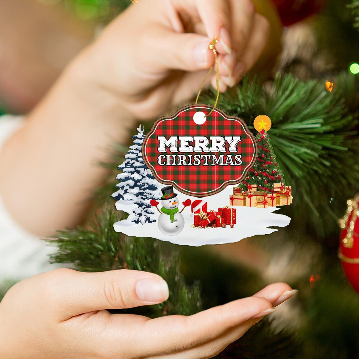 Clan MacFie "Merry Christmas" Tartan Acrylic Ornament XQ43 MacFie Tartan Tartan Christmas   