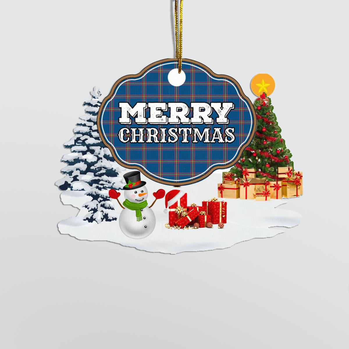 Clan MacLaine of Loch Buie Hunting Ancient "Merry Christmas" Tartan Acrylic Ornament MT91 MacLaine of Loch Buie Hunting Ancient Tartan Tartan Christmas   