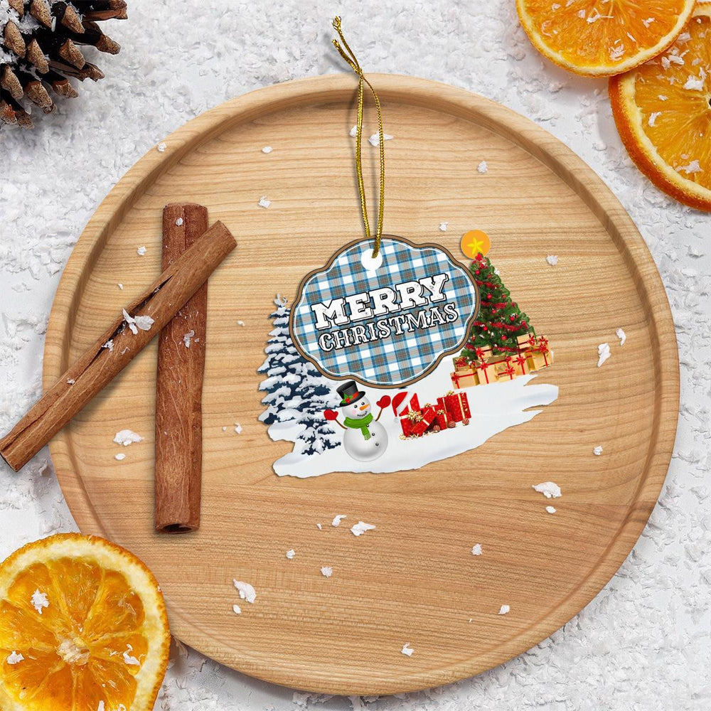 Clan Stewart Muted Blue "Merry Christmas" Tartan Acrylic Ornament CO96 Stewart Muted Blue Tartan Tartan Christmas   