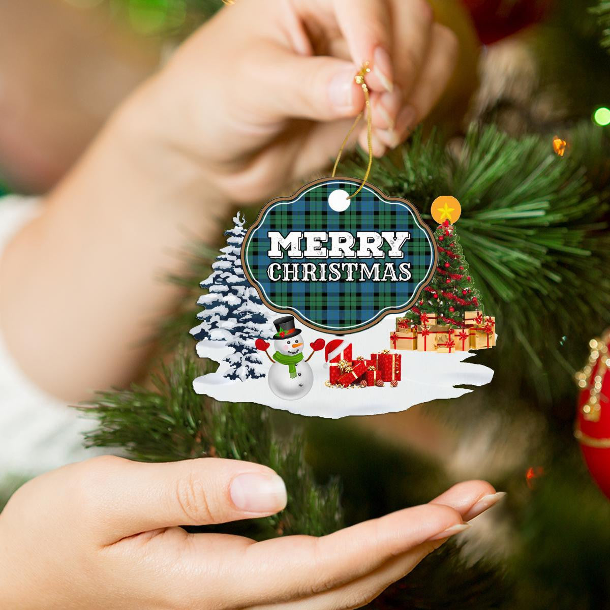 Clan MacKay Ancient "Merry Christmas" Tartan Acrylic Ornament UI64 MacKay Ancient Tartan Tartan Christmas   