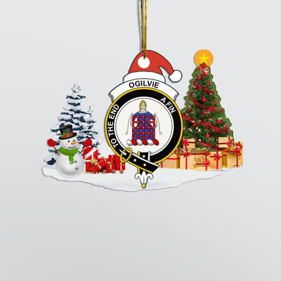 Clan Ogilvie Crest Tartan Acrylic Christmas Ornament PD17