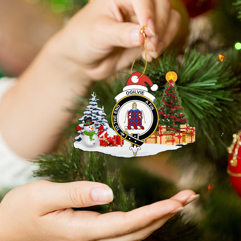 Clan Ogilvie Crest Tartan Acrylic Christmas Ornament PD17 Ogilvie Tartan Tartan Christmas   