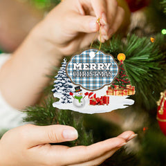 Clan Stewart Muted Blue "Merry Christmas" Tartan Acrylic Ornament CO96 Stewart Muted Blue Tartan Tartan Christmas   
