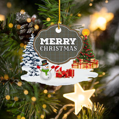 Clan Haig Check "Merry Christmas" Tartan Acrylic Ornament KH68 Haig Check Tartan Tartan Christmas   