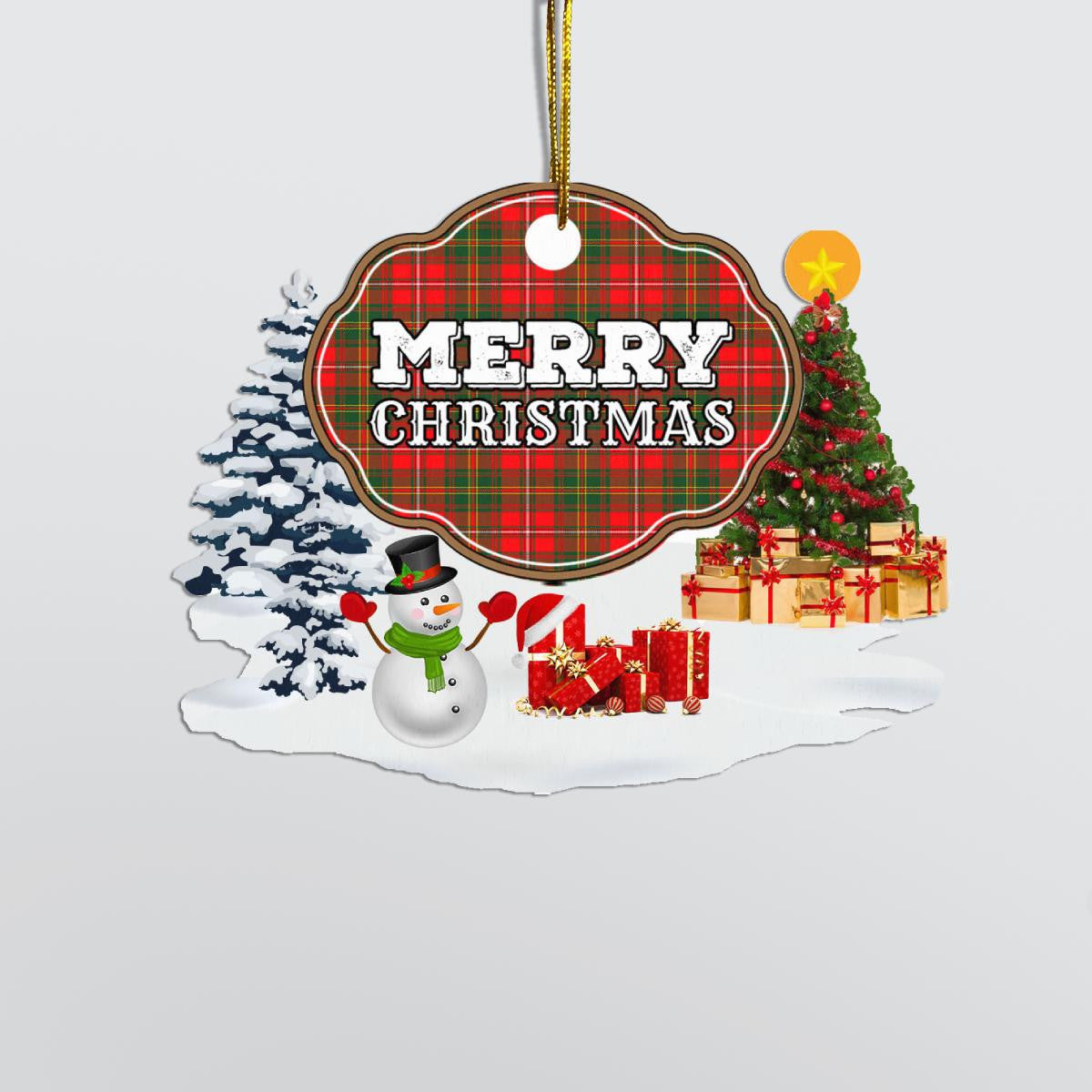 Clan Hay Modern "Merry Christmas" Tartan Acrylic Ornament HU22 Hay Modern Tartan Tartan Christmas   