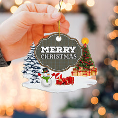 Clan Haig Check "Merry Christmas" Tartan Acrylic Ornament KH68 Haig Check Tartan Tartan Christmas   
