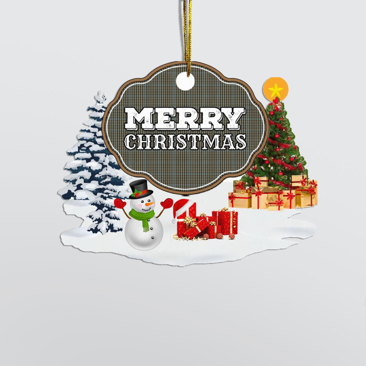 Clan Haig Check "Merry Christmas" Tartan Acrylic Ornament KH68 Haig Check Tartan Tartan Christmas   