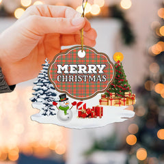 Clan Munro Ancient "Merry Christmas" Tartan Acrylic Ornament NY15 Munro Ancient Tartan Tartan Christmas   