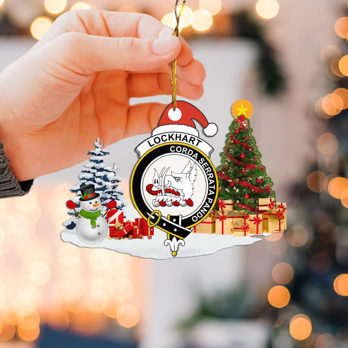Clan Lockhart Crest Tartan Acrylic Christmas Ornament NC13 Lockhart Tartan Tartan Christmas   