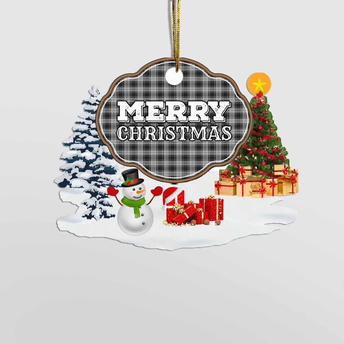 Clan Glen "Merry Christmas" Tartan Acrylic Ornament SE80 Glen Tartan Tartan Christmas   