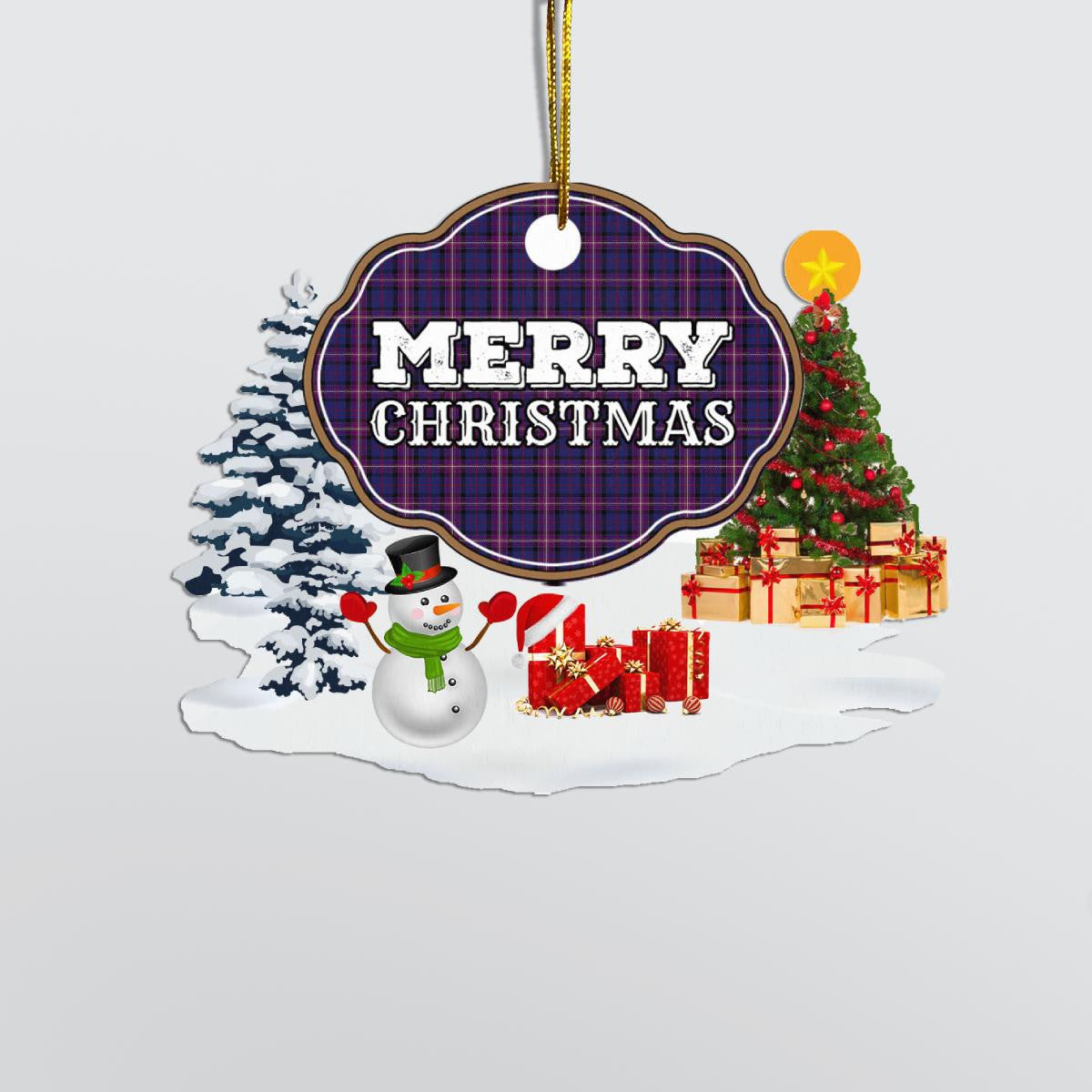 Clan Universal Masonic Tartan "Merry Christmas" Tartan Acrylic Ornament AK70 Universal Masonic Tartan Tartan Tartan Christmas   