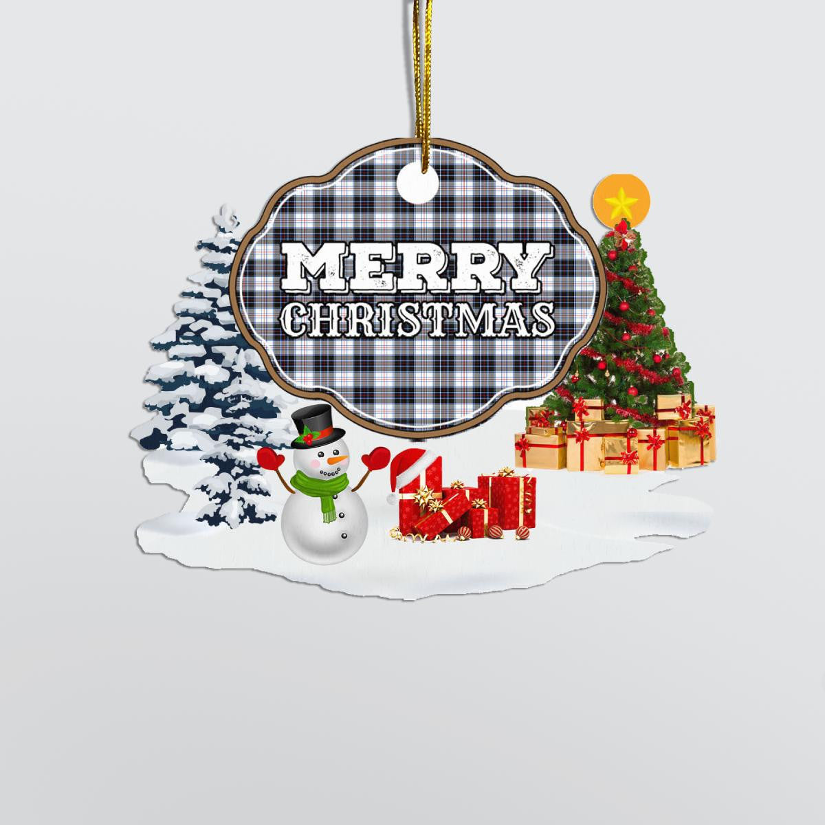 Clan MacRae Dress Modern "Merry Christmas" Tartan Acrylic Ornament WX35 MacRae Dress Modern Tartan Tartan Christmas   