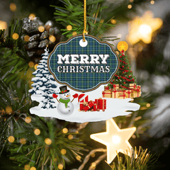 Clan MacKinlay Ancient "Merry Christmas" Tartan Acrylic Ornament ET35 MacKinlay Ancient Tartan Tartan Christmas   
