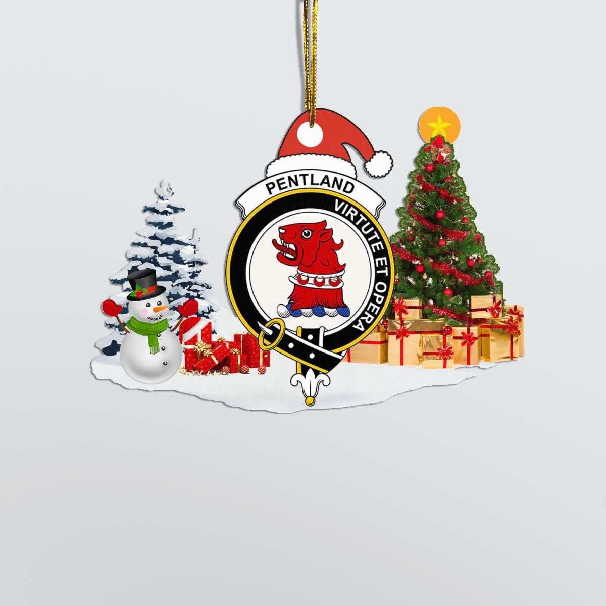 Clan Pentland Crest Tartan Acrylic Christmas Ornament LK75 Pentland Tartan Tartan Christmas   