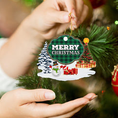 Clan MacArthur Ancient "Merry Christmas" Tartan Acrylic Ornament QO89 MacArthur Ancient Tartan Tartan Christmas   