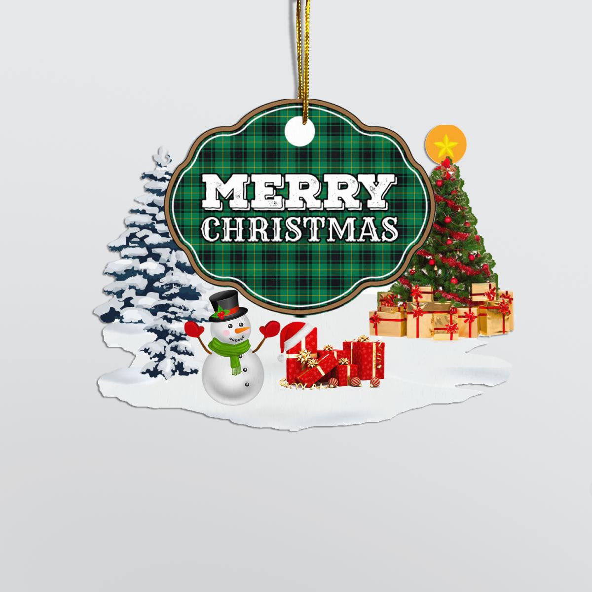Clan MacArthur Ancient "Merry Christmas" Tartan Acrylic Ornament QO89 MacArthur Ancient Tartan Tartan Christmas   