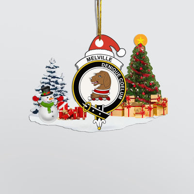 Clan Melville Crest Tartan Acrylic Christmas Ornament TP43