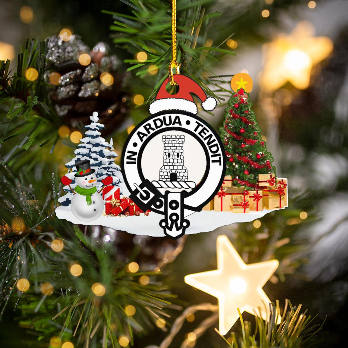 Clan Malcolm II  Crest Tartan Acrylic Christmas Ornament ZD53 Malcolm II Tartan Tartan Christmas   