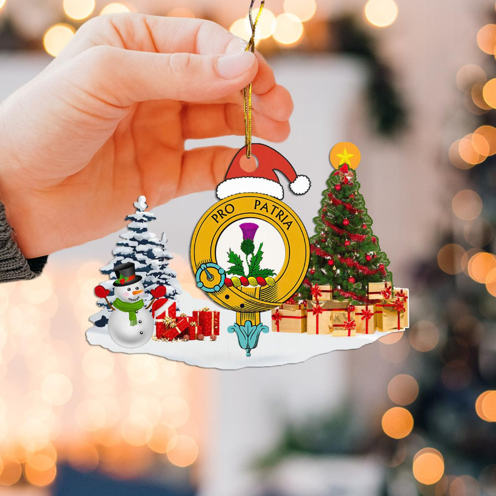 Clan Thomsom Crest Tartan Acrylic Christmas Ornament JC73 Thomsom Tartan Tartan Christmas   