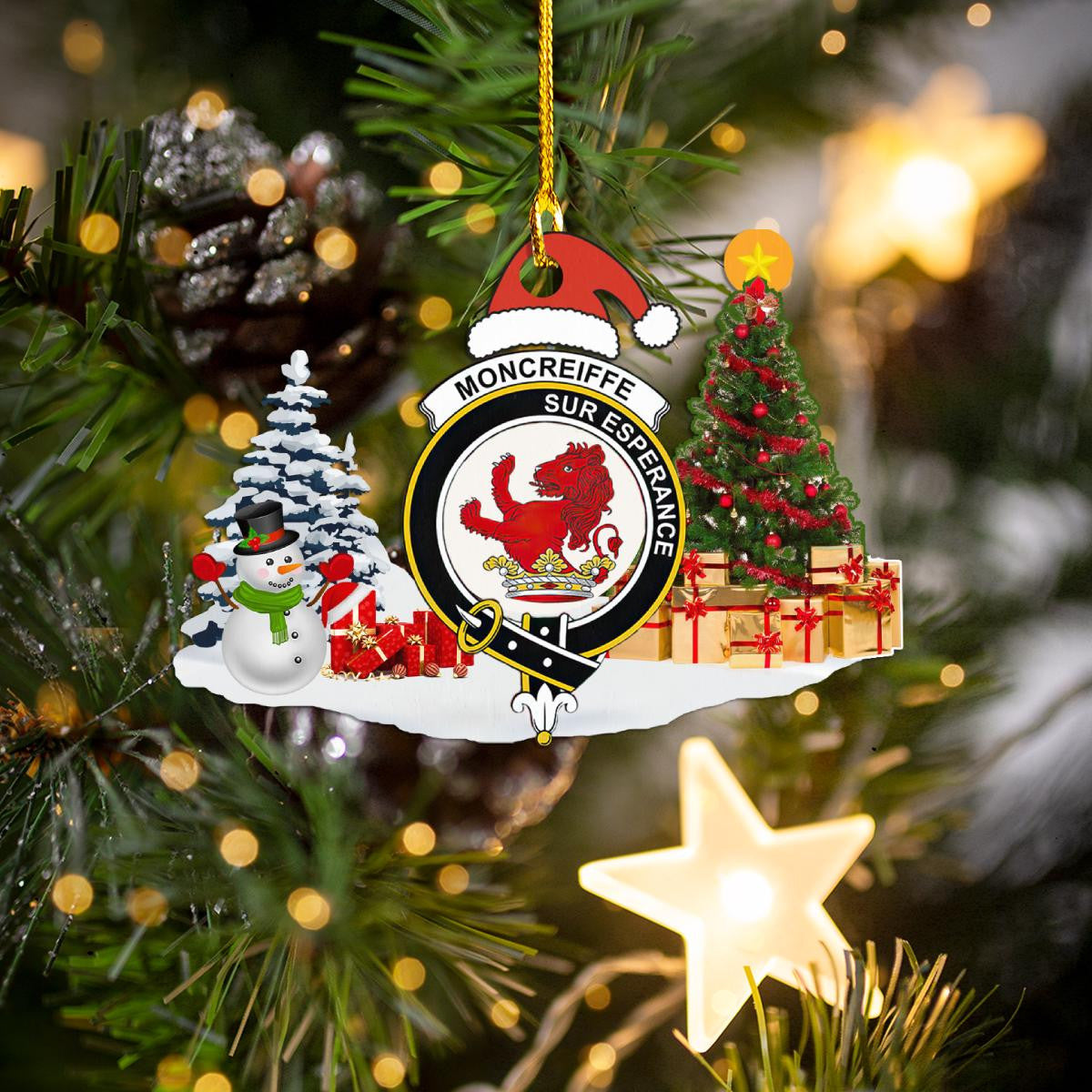 Clan Moncrieffe Crest Tartan Acrylic Christmas Ornament UD47 Moncrieffe Tartan Tartan Christmas   