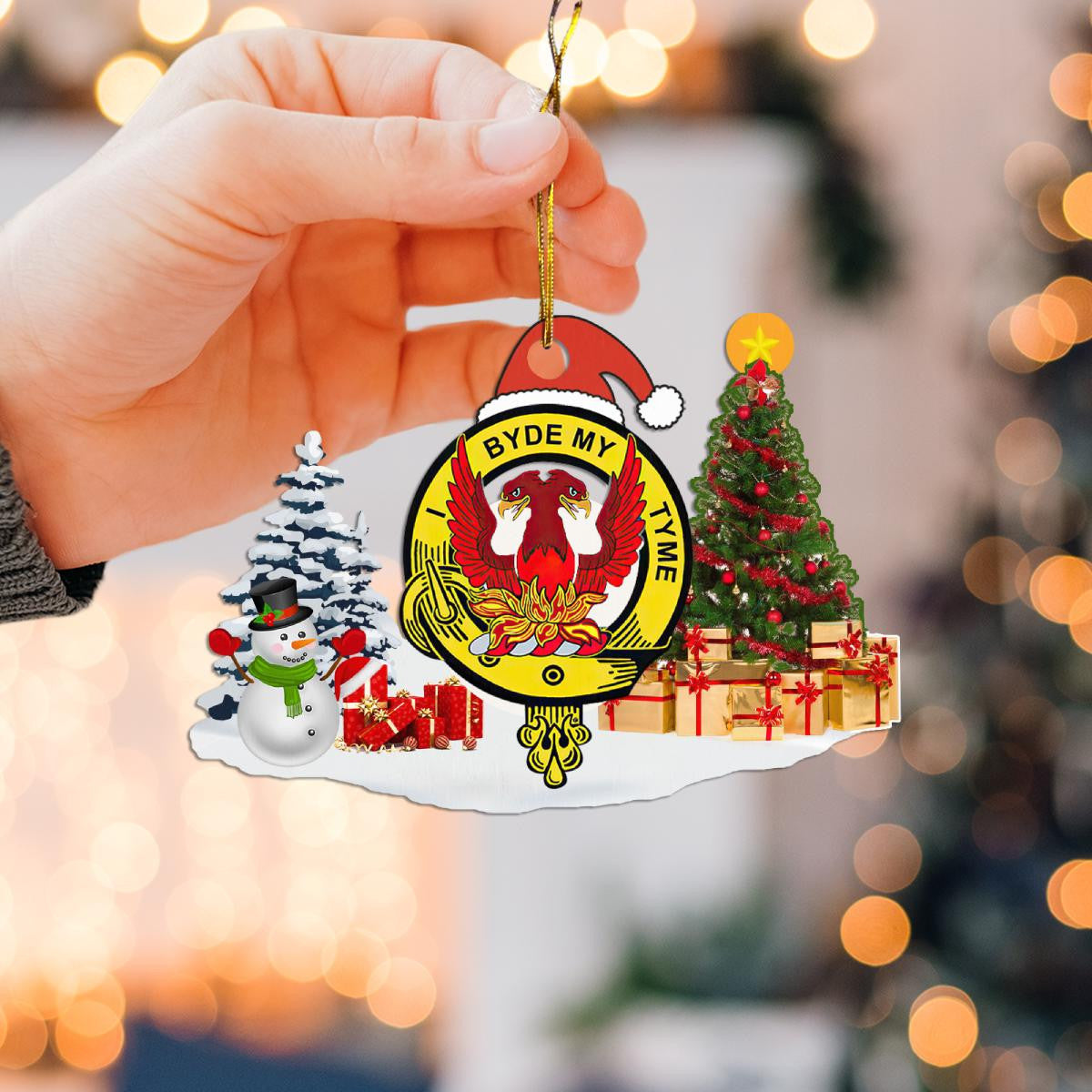 Clan Campbell Of Loudon Crest Tartan Acrylic Christmas Ornament WQ18 Campbell Of Loudon Tartan Tartan Christmas   