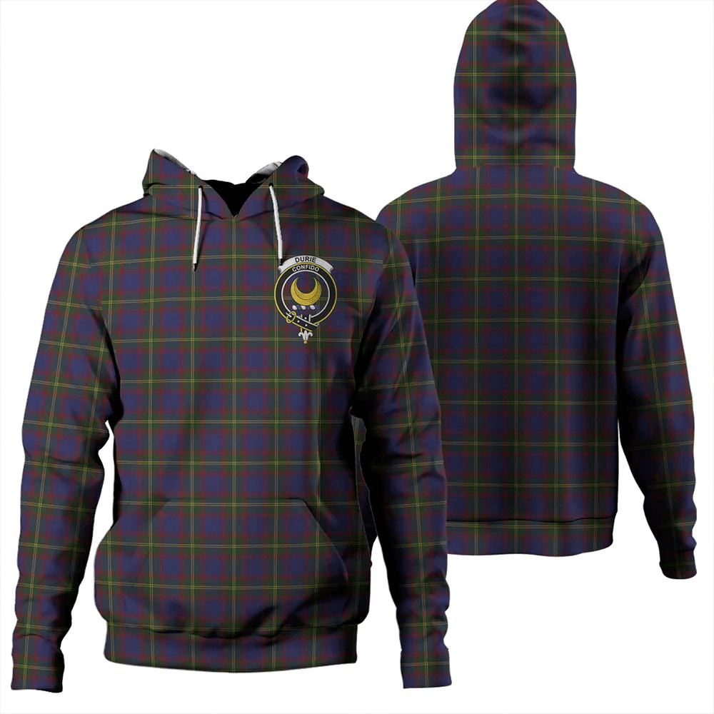 Clan Durie Tartan Hoodie Crest 1S4KHXCT-1 Durie Tartan Hoodies   