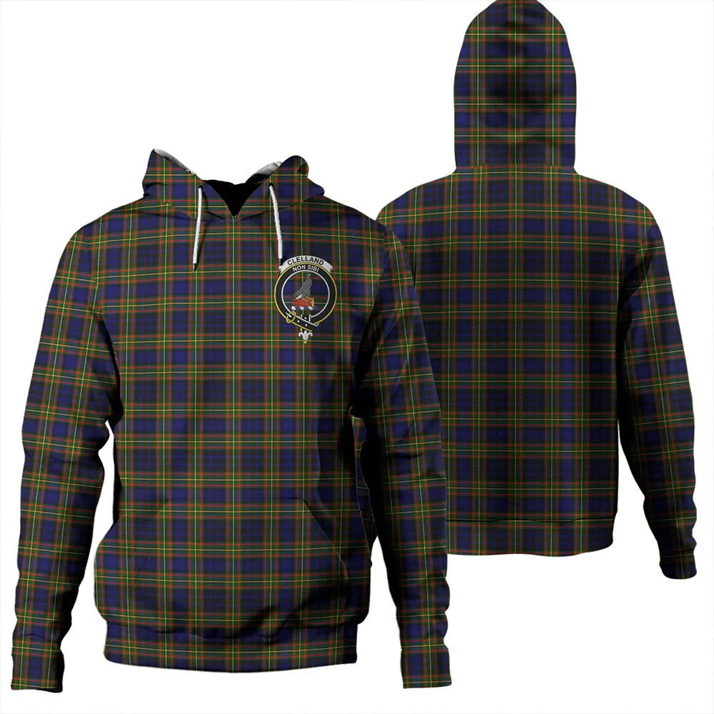 Clan Clelland Modern Tartan Hoodie Crest YGH5SUOI-1 Clelland Modern Tartan Hoodies   