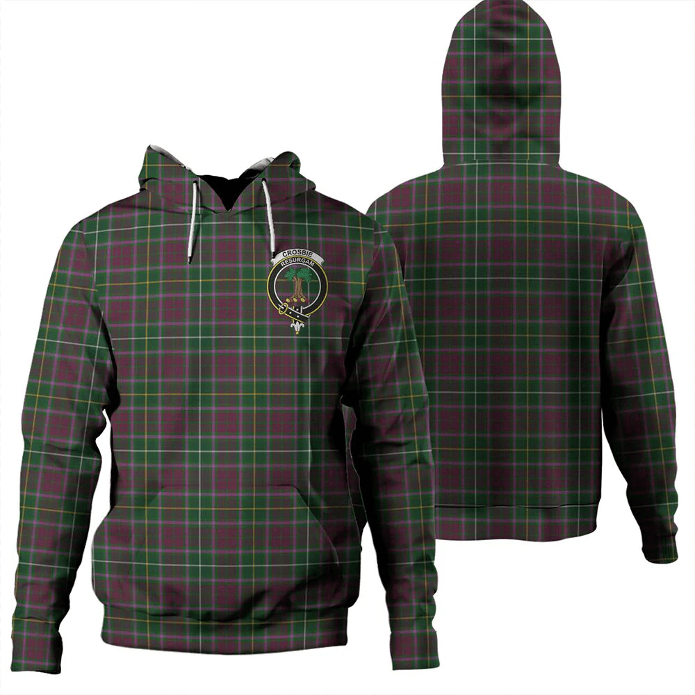 Clan Crosbie Tartan Hoodie Crest MJSHWAIK-1 Crosbie Tartan Hoodies   
