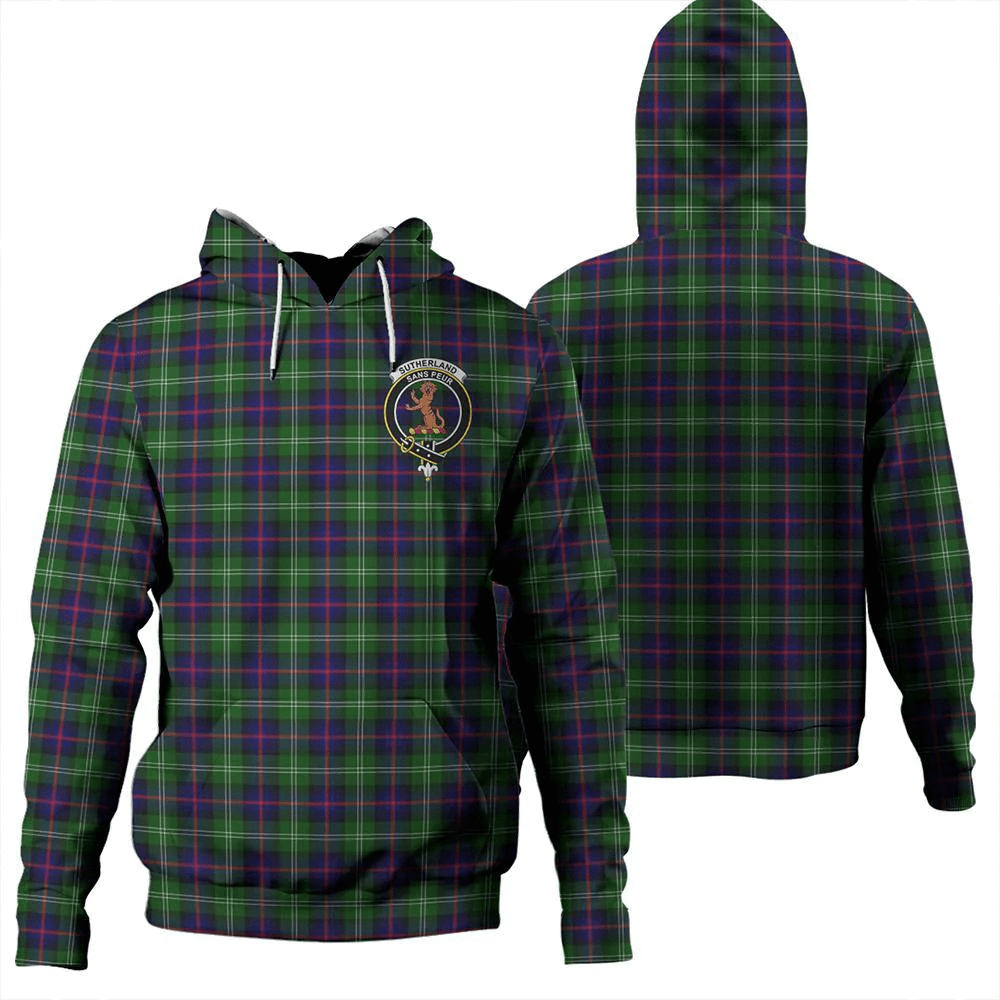 Clan Sutherland Modern Tartan Hoodie Crest X8HMUFRK-1 Sutherland Modern Tartan Hoodies   