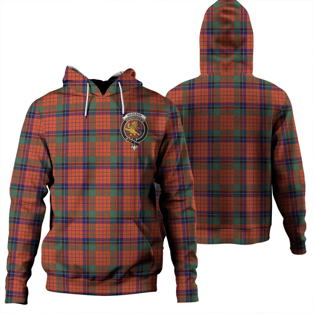 Clan Nicolson Ancient Tartan Hoodie Crest XBYWH5BY-1 Nicolson Ancient Tartan Hoodies   