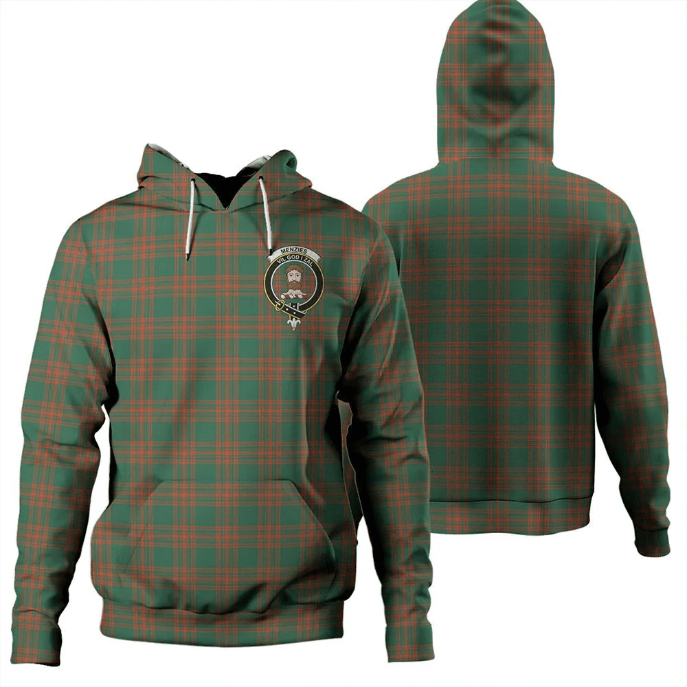 Clan Menzies Green Ancient Tartan Hoodie Crest UDGCC3NB-1 Menzies Green Ancient Tartan Hoodies   