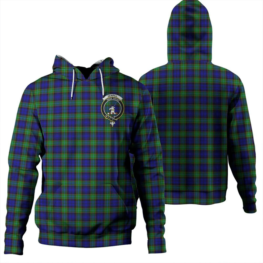 Clan Sempill Modern Tartan Hoodie Crest CMDHNTPH-1 Sempill Modern Tartan Hoodies   