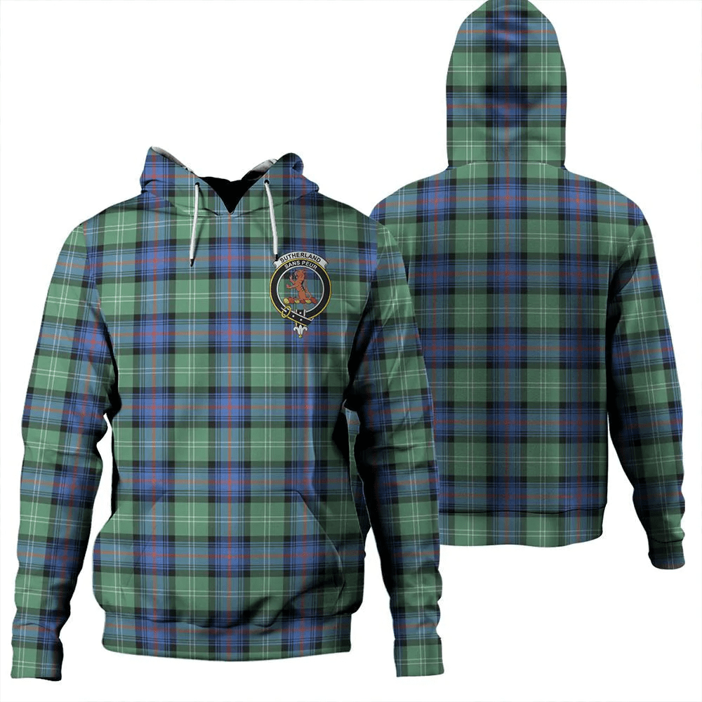 Clan Sutherland Old Ancient Tartan Hoodie Crest R94KWVVR-1 Sutherland Old Ancient Tartan Hoodies   
