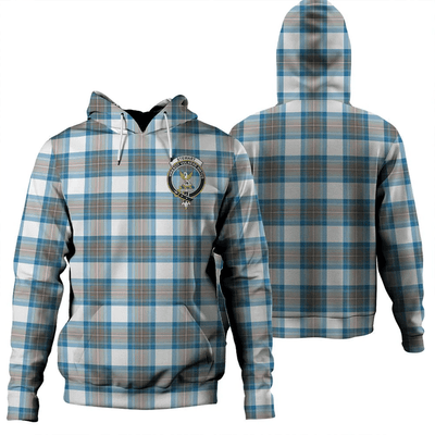 Clan Stewart Muted Blue Tartan Hoodie Crest