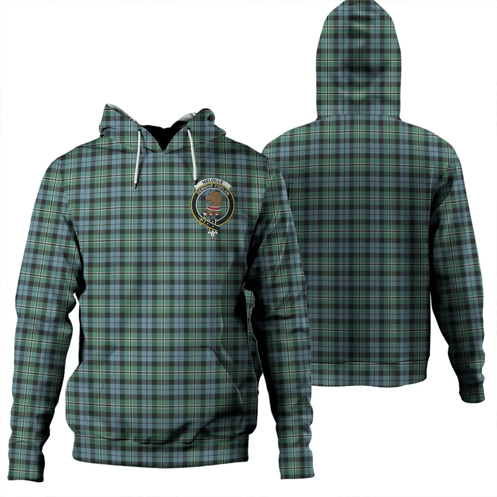 Clan Melville Tartan Hoodie Crest 14S9PRRJ-1 Melville Tartan Hoodies   