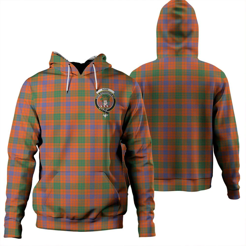Clan Ross Ancient Tartan Hoodie Crest HGS6ERF8-1 Ross Ancient Tartan Hoodies   