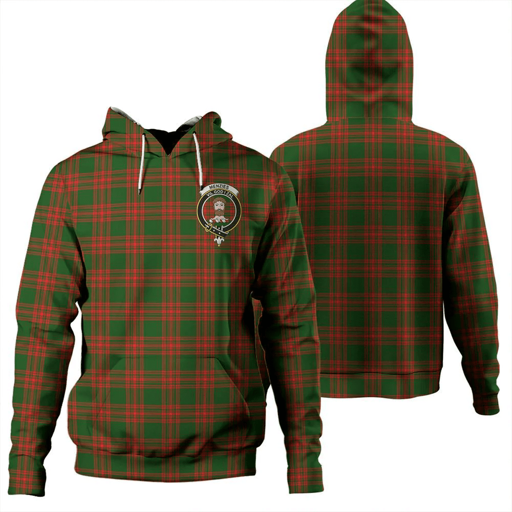 Clan Menzies Green Modern Tartan Hoodie Crest EAEQZLPN-1 Menzies Green Modern Tartan Hoodies   