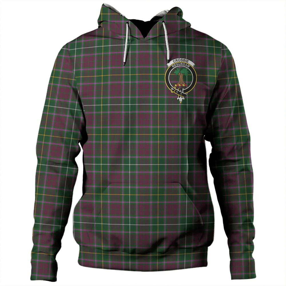 Clan Crosbie Tartan Hoodie Crest MJSHWAIK-1 Crosbie Tartan Hoodies   