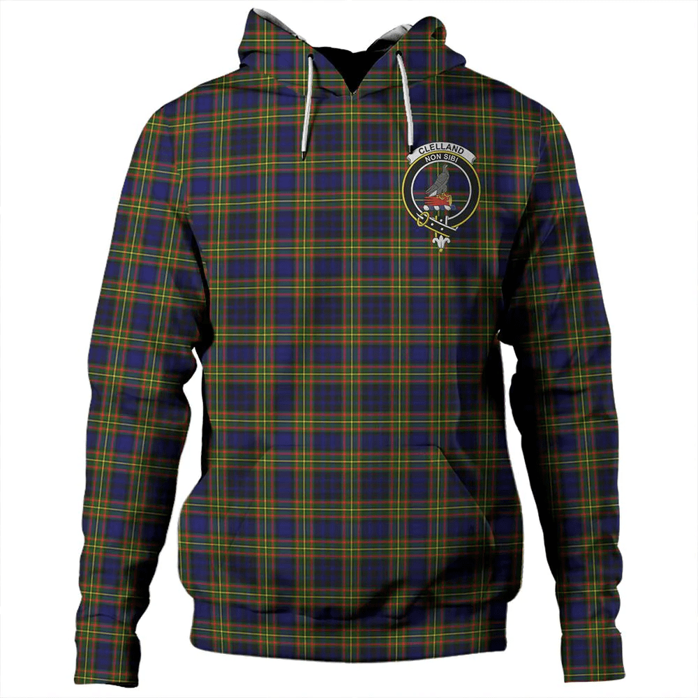 Clan Clelland Modern Tartan Hoodie Crest YGH5SUOI-1 Clelland Modern Tartan Hoodies   