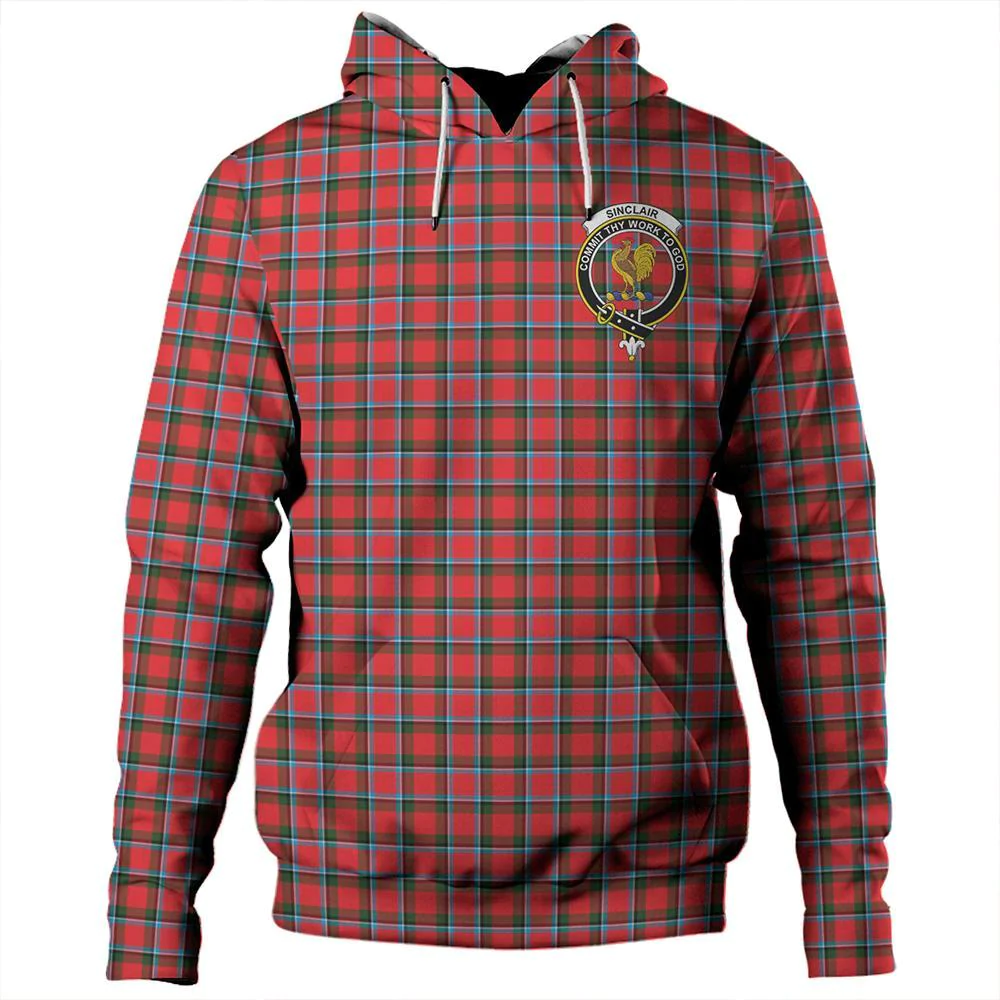 Clan Sinclair Modern Tartan Hoodie Crest BRVGISW2-1 Sinclair Modern Tartan Hoodies   