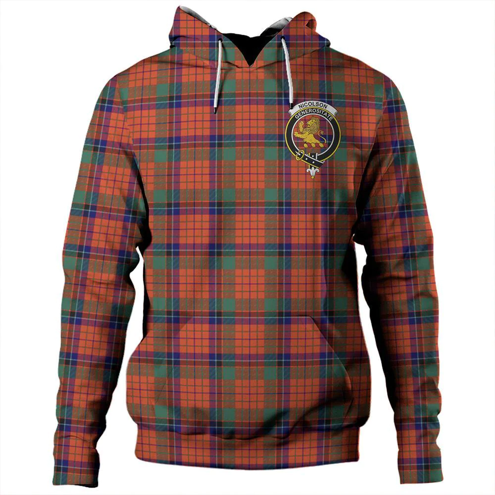 Clan Nicolson Ancient Tartan Hoodie Crest XBYWH5BY-1 Nicolson Ancient Tartan Hoodies   