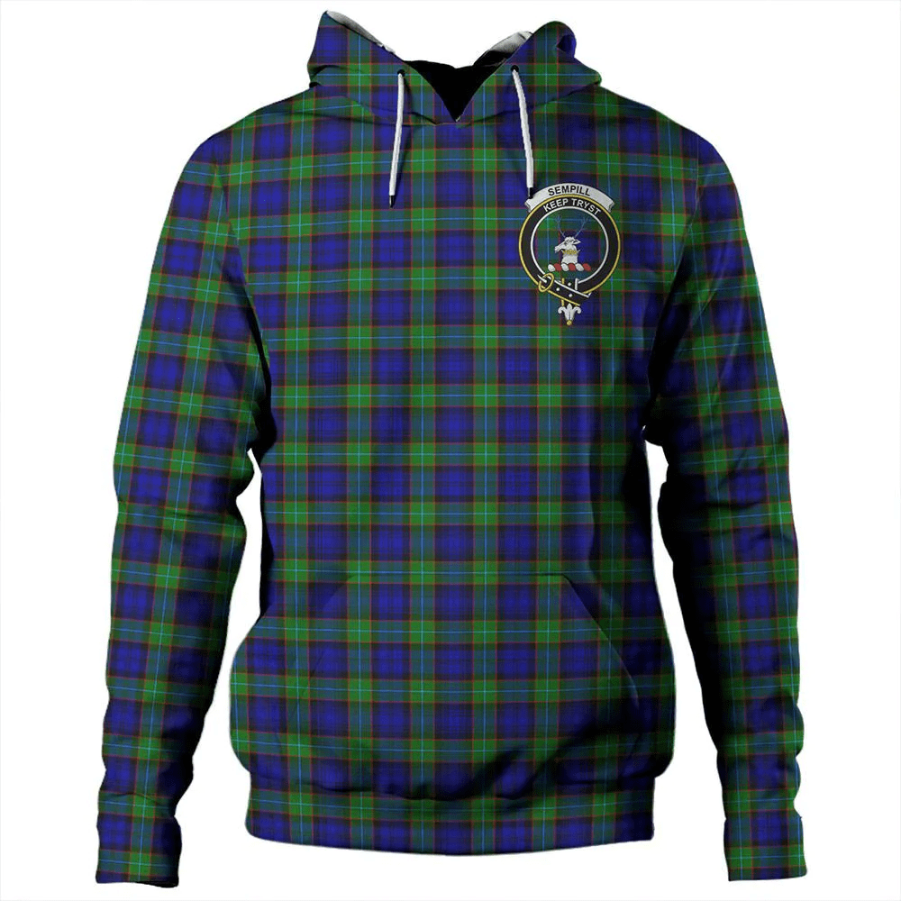 Clan Sempill Modern Tartan Hoodie Crest CMDHNTPH-1 Sempill Modern Tartan Hoodies   