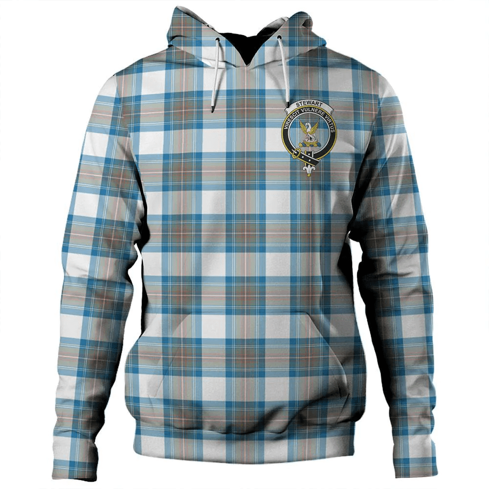 Clan Stewart Muted Blue Tartan Hoodie Crest ZDXYJVXD-1 Stewart Muted Blue Tartan Hoodies   