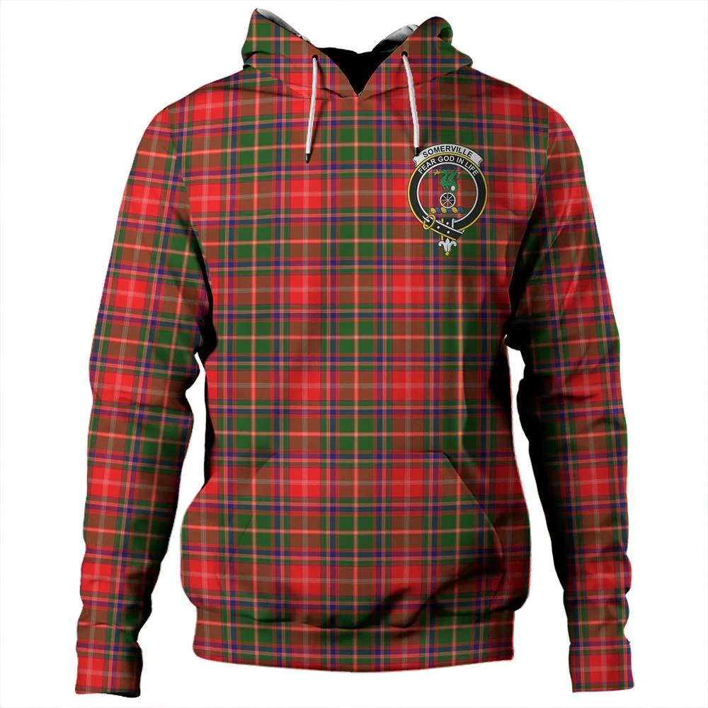 Clan Somerville Modern Tartan Hoodie Crest HUACTZN6-1 Somerville Modern Tartan Hoodies   