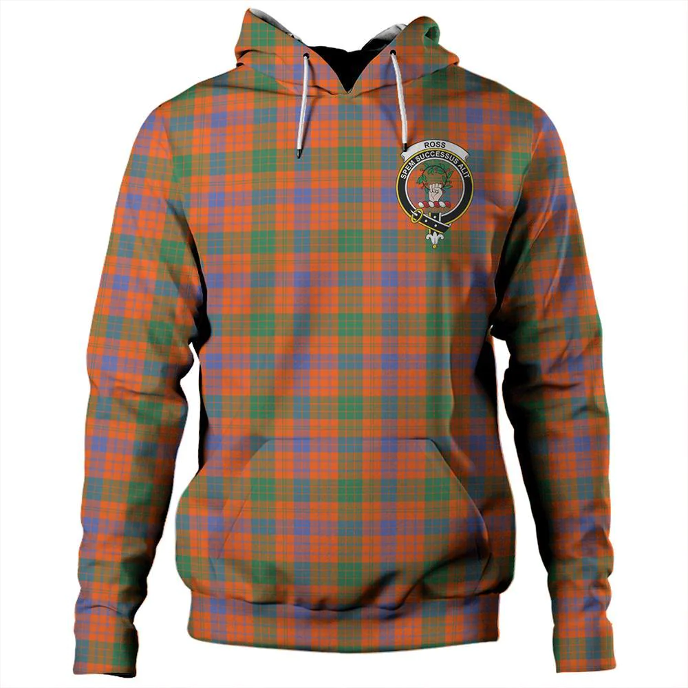 Clan Ross Ancient Tartan Hoodie Crest HGS6ERF8-1 Ross Ancient Tartan Hoodies   