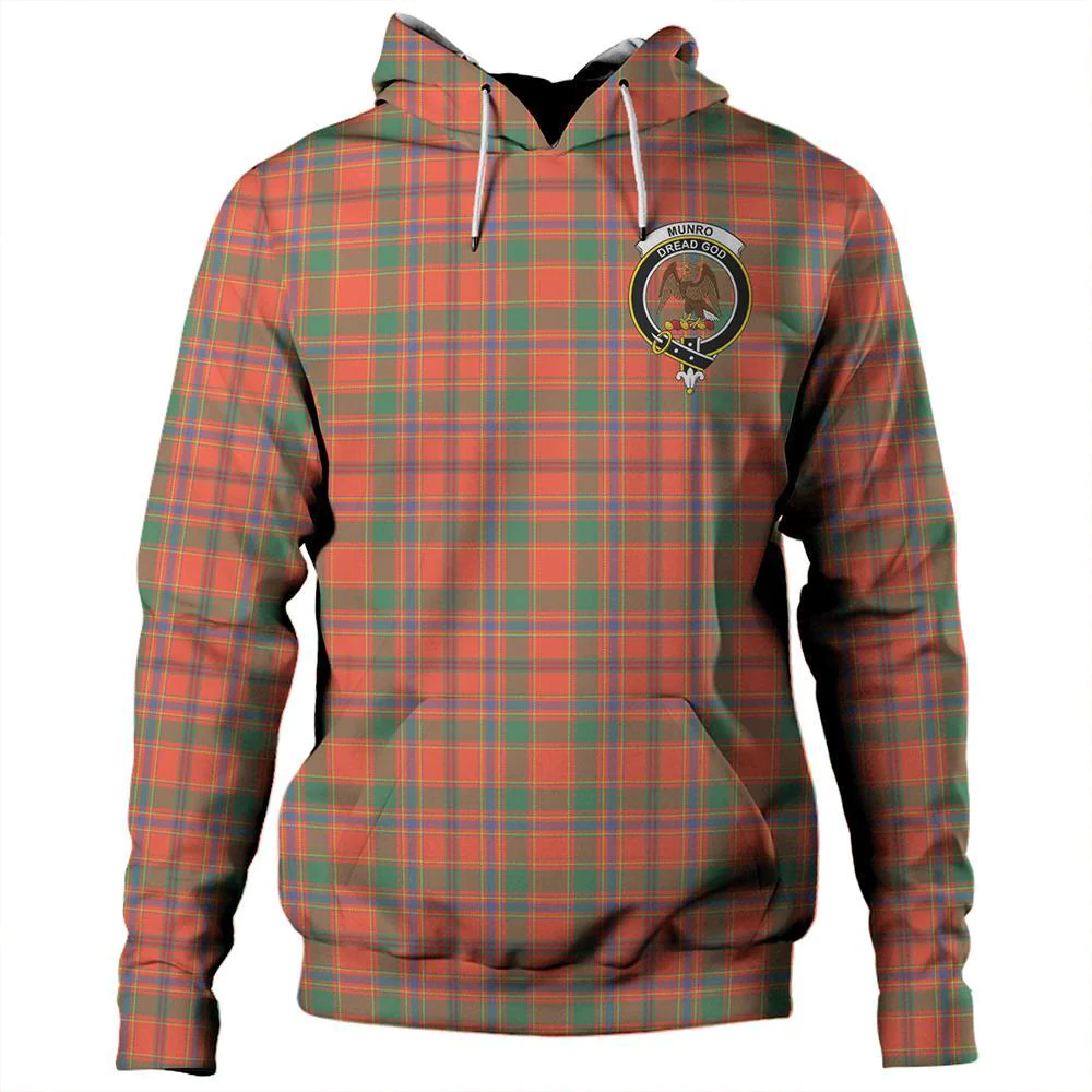 Clan Munro Ancient Tartan Hoodie Crest H3I8S0OU-1 Munro Ancient Tartan Hoodies   