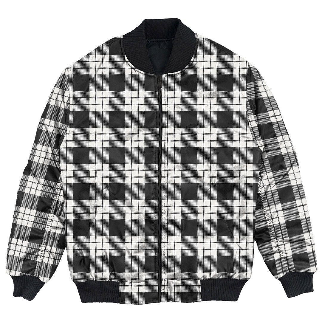 Clan MacFarlane Black & White Ancient Tartan Bomber Jacket FQ50 MacFarlane Black & White Ancient Tartan Tartan Bomber Jacket   