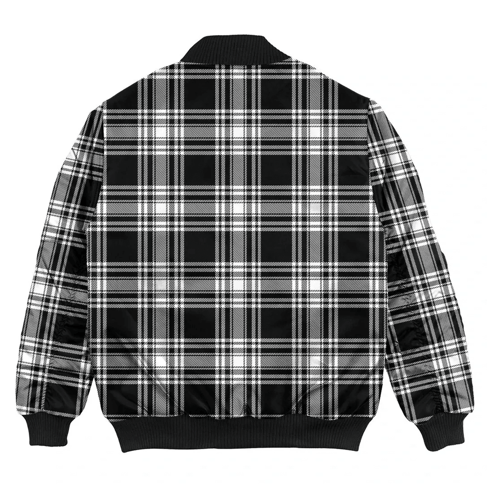 Clan Menzies Black & White Modern Tartan Clan Bomber Jacket ZO31 Menzies Black & White Modern Tartan Tartan Bomber Jacket   