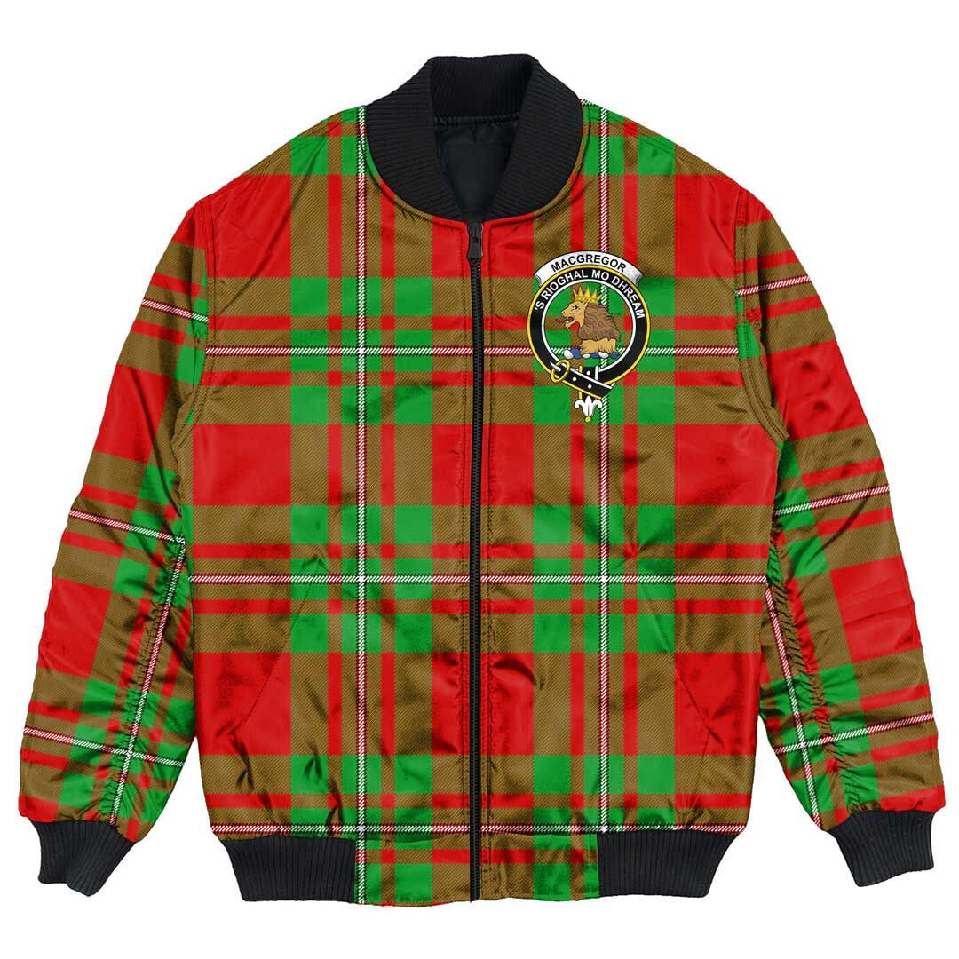 Clan MacGregor Modern Tartan Crest Bomber Jacket KR28 MacGregor Modern Tartan Tartan Bomber Jacket   