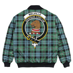 Clan Melville Tartan Crest Bomber Jacket TX83 Melville Tartan Tartan Bomber Jacket   
